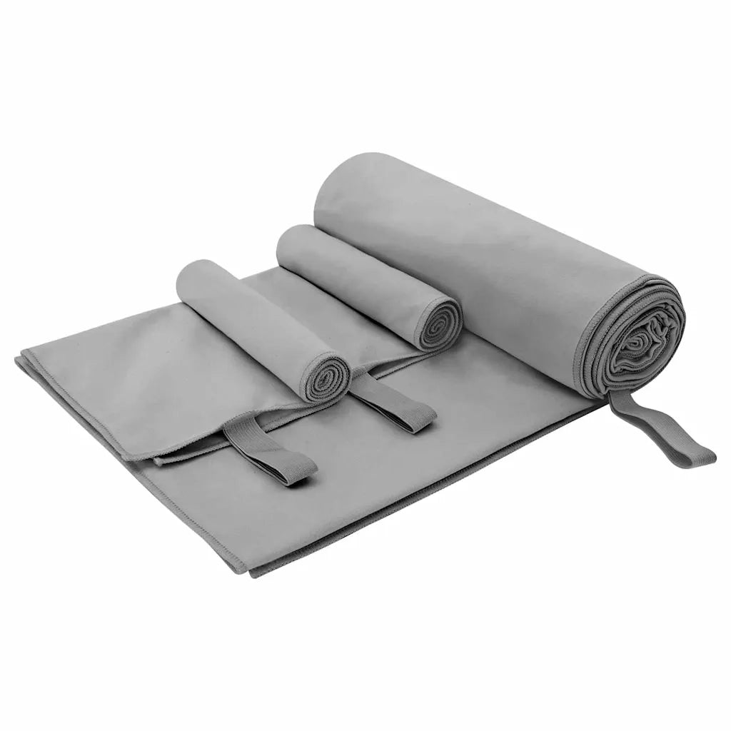 Set di Asciugamani Sportivi 3 pz | Teli per bagno Grigio scuro