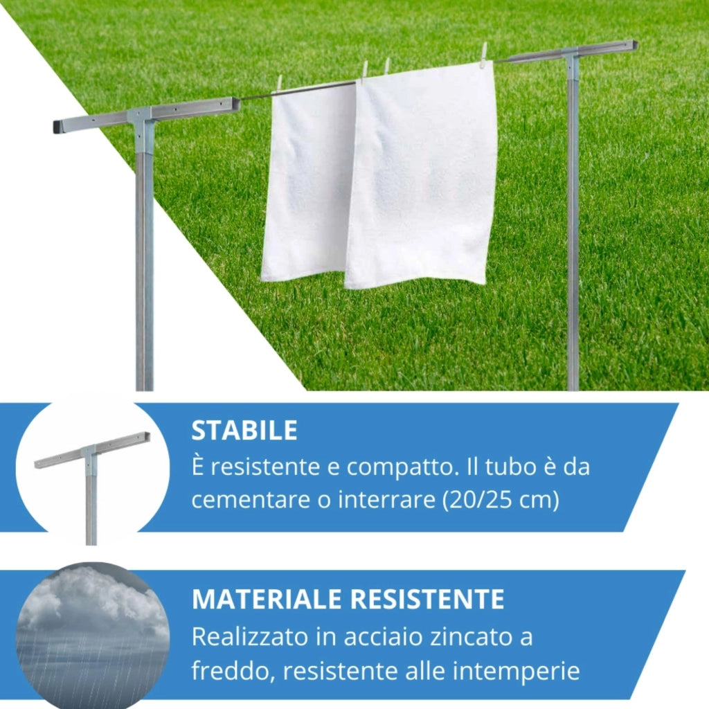 Andrys Stendi Biancheria Esterno Smontabile Verde H220cm (Filo 20m)