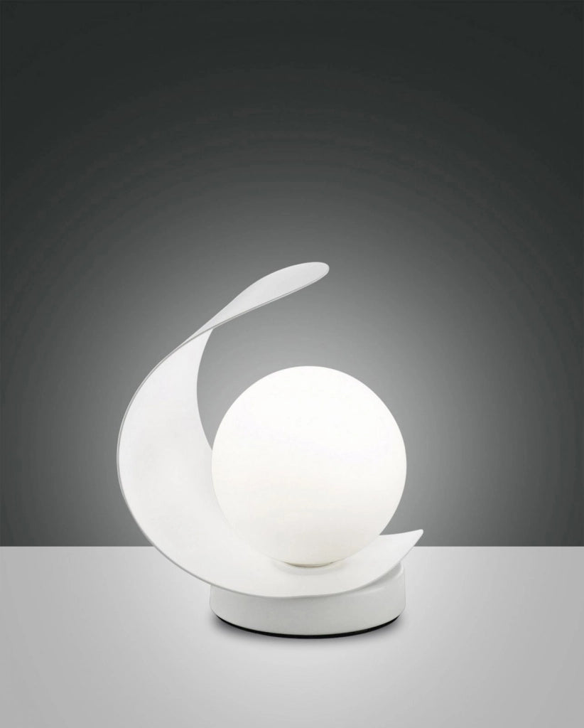 ADRIA DA TAVOLO BIANCA 1 LUCE  A LED 3000K - 6W - 540 lm IN METALLO E VETRO DIMMERABILE