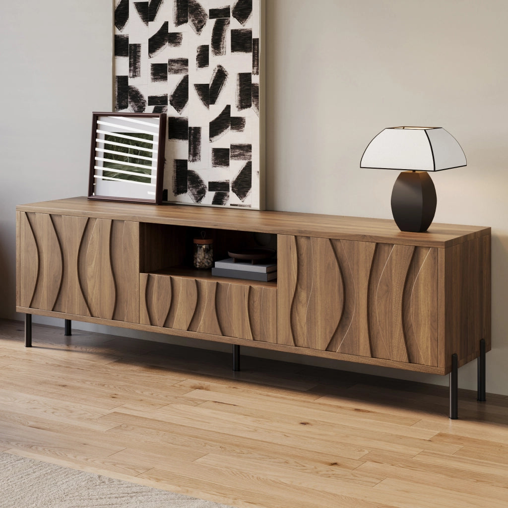 Cassettiera TV naturale in MDF lunghezza 160 cm