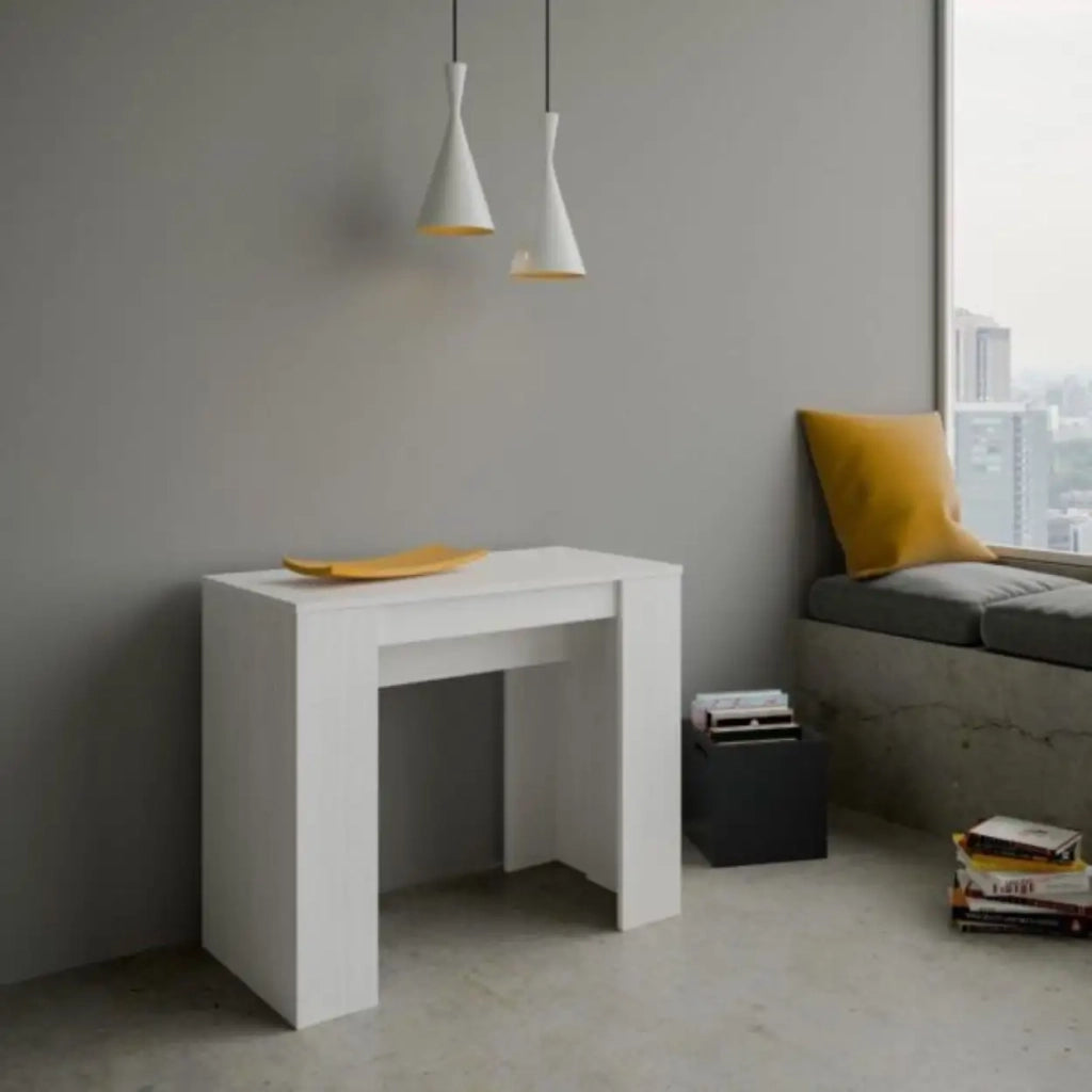 Consolle allungabile 90x48/204 cm Basic Small bianco frassino