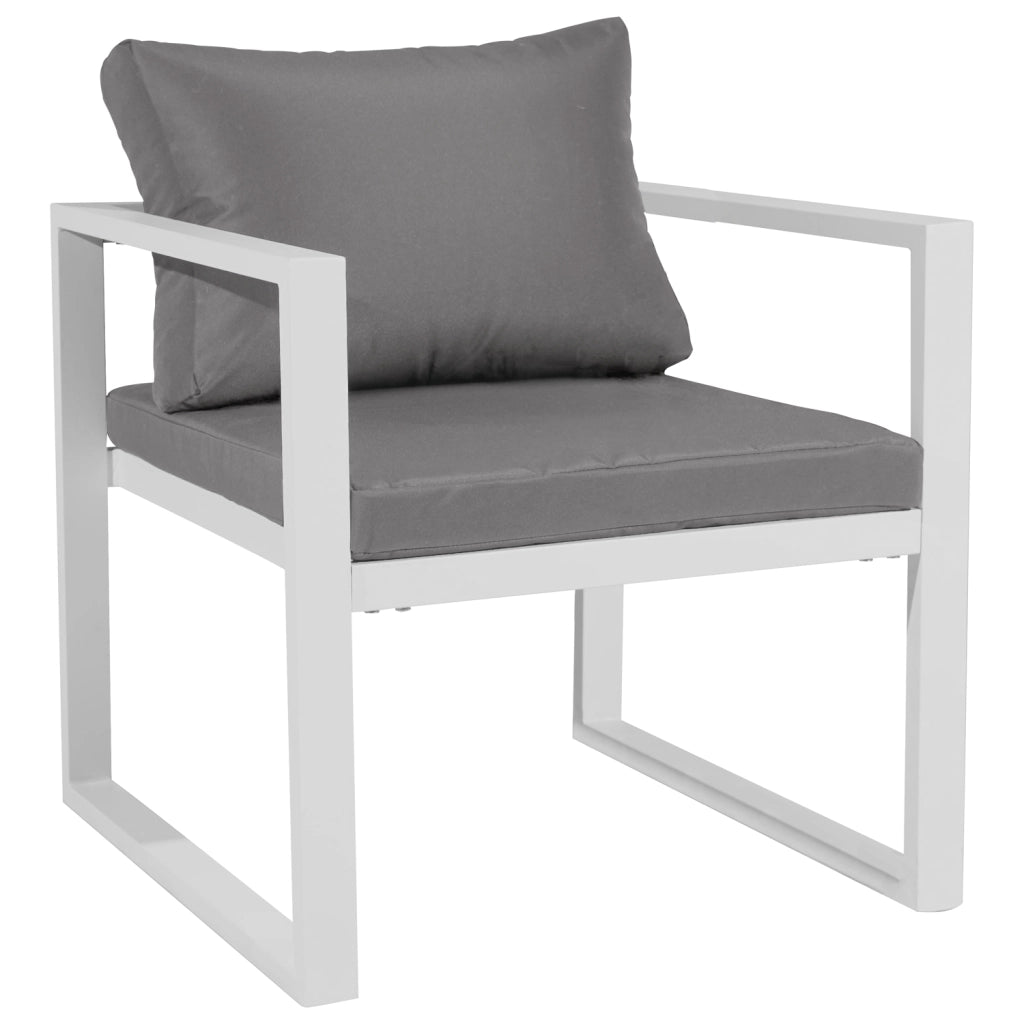 Set di mobili da giardino modulari IBIZA in tessuto grigio per 7 persone - alluminio bianco