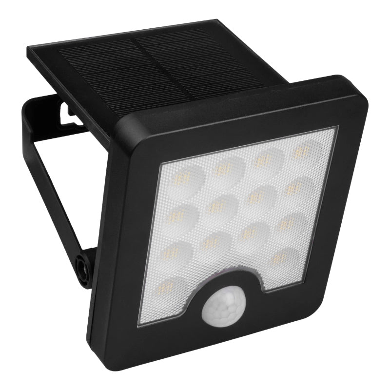 Lampada solare LED 5W con sensore movimento nera IP65 DPM