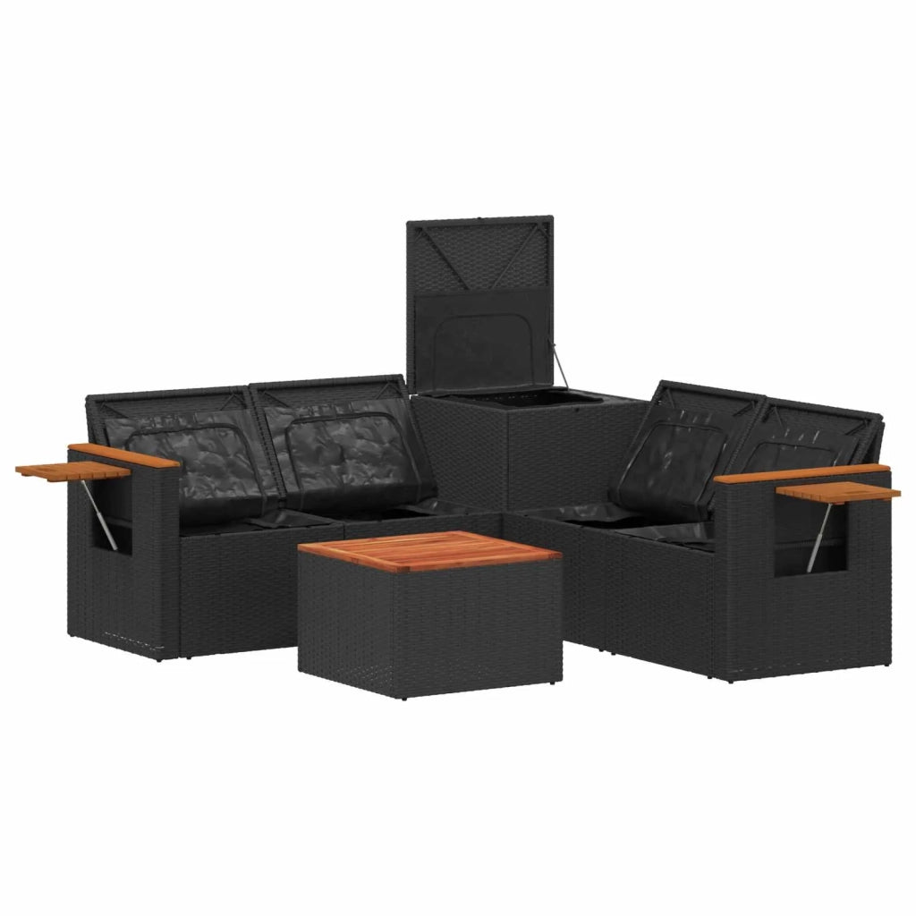 Set di divani 5 pz Nero e Bianco Crema 3447946