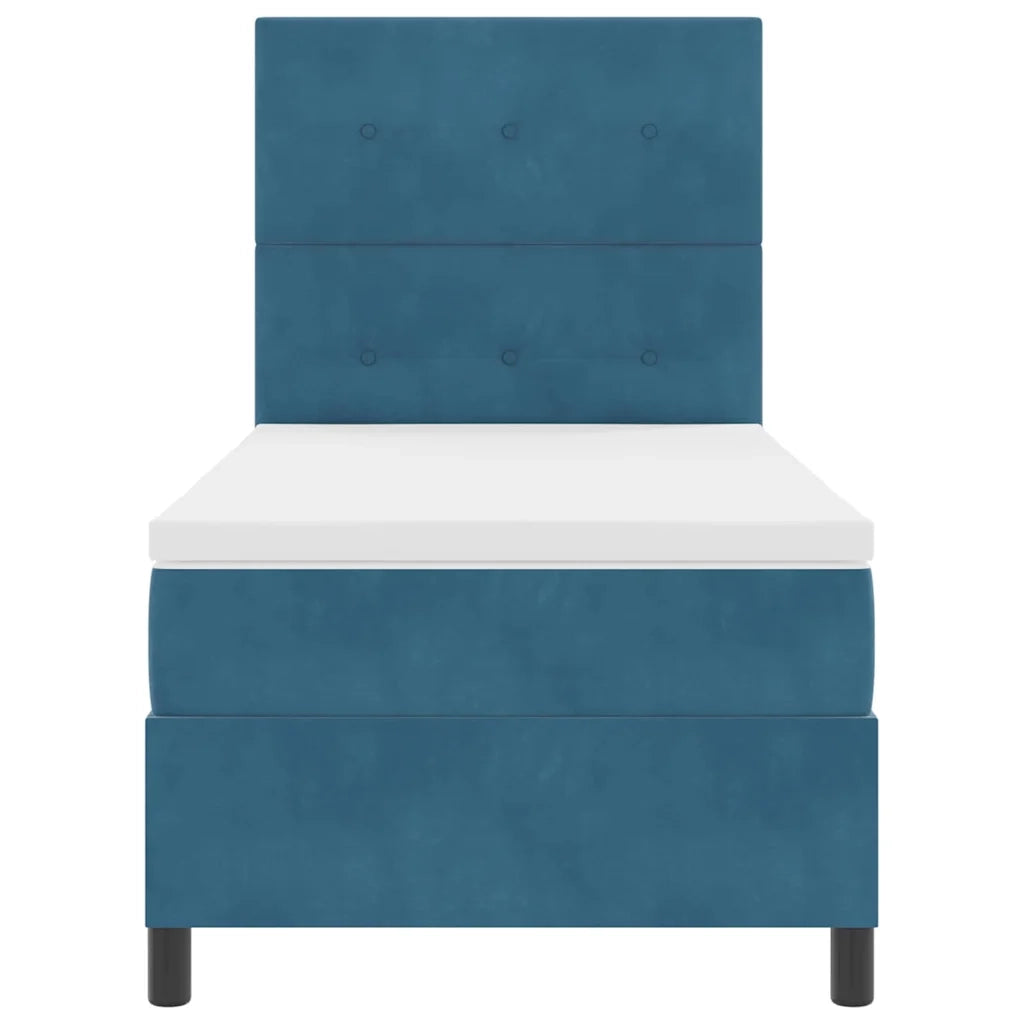Letto a molle con materasso Blu Scuro 90 x 190 cm Velluto 3339804