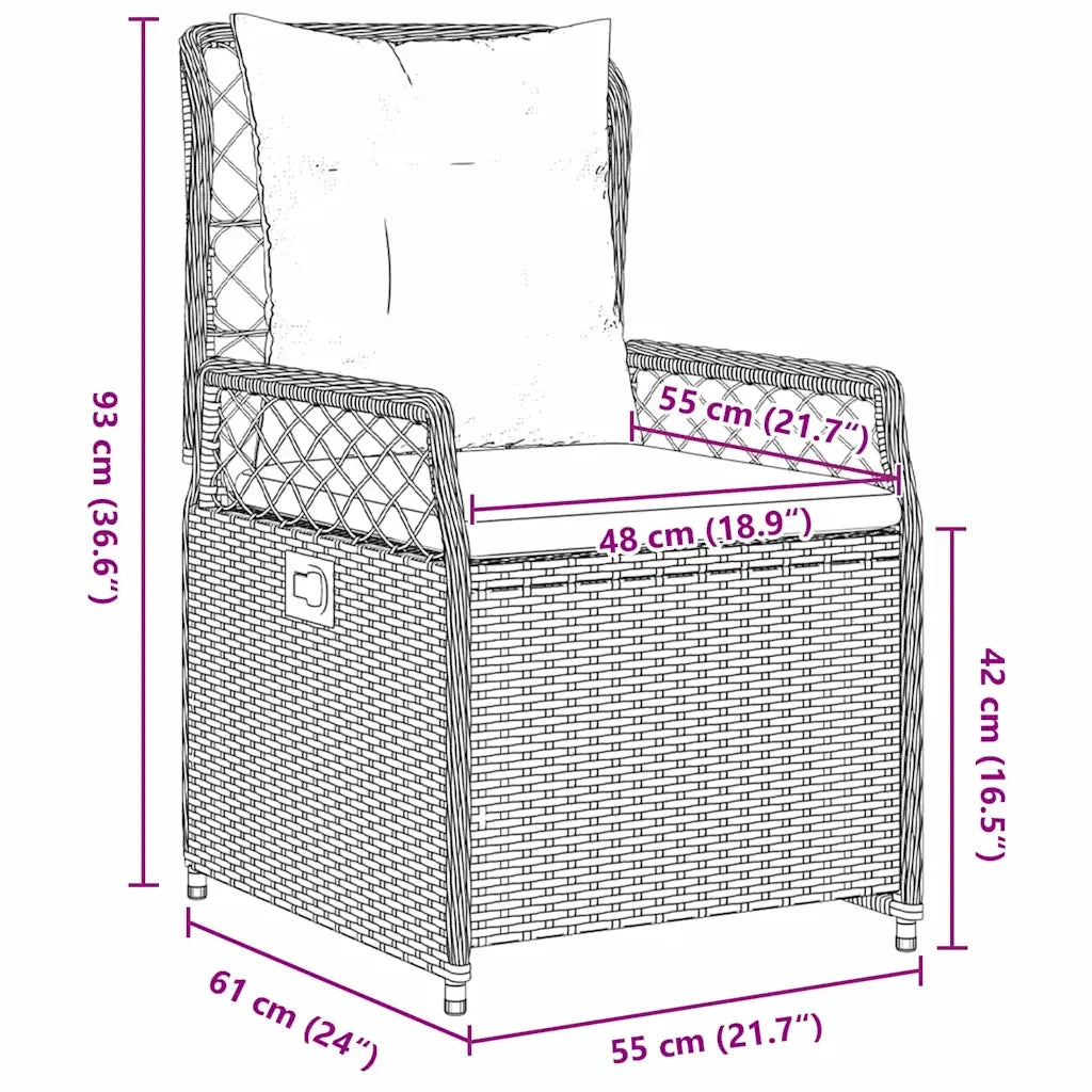 Set da Pranzo per Giardino 9 pcs Marrone polyrattan 3381050