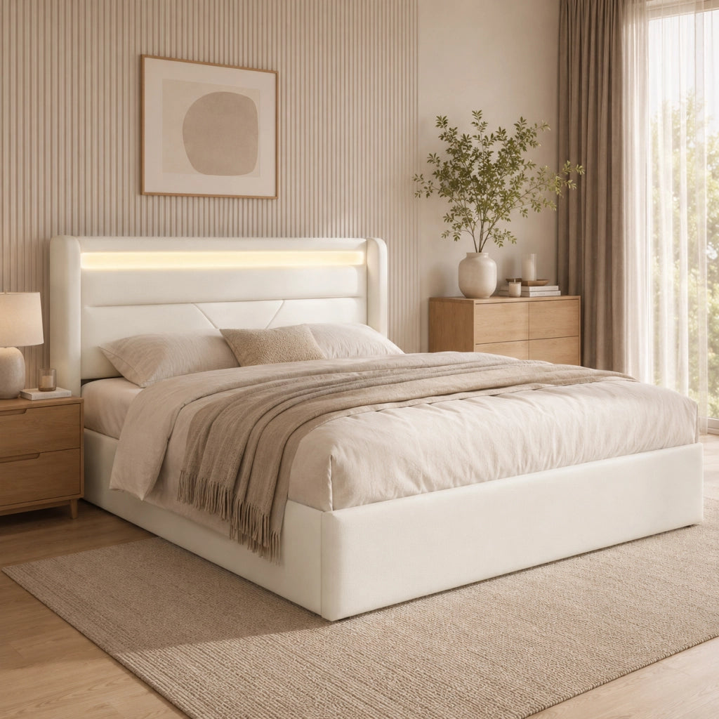 letto imbottito pu bianco 140 x 200 cm