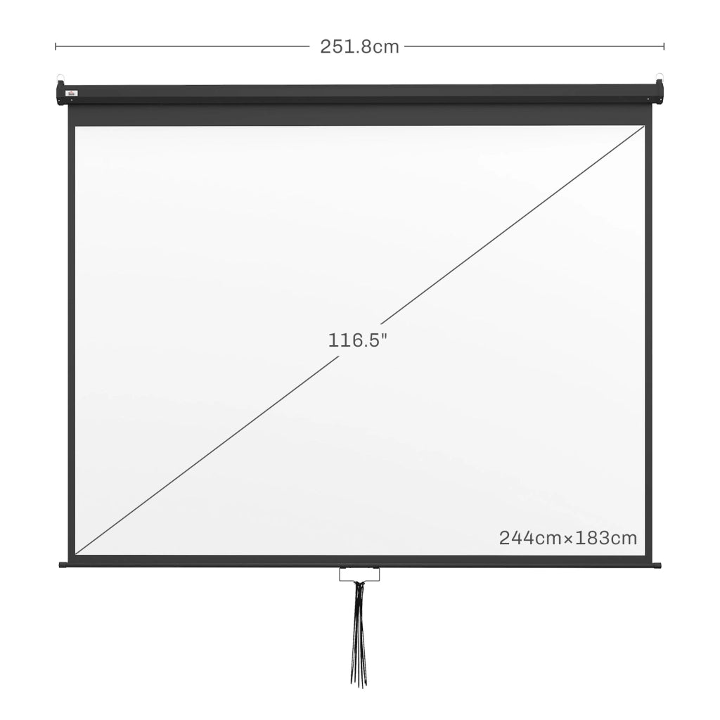 Telo Proiettore 120 Pollici ¨C Minimal ¨C Bianco e Nero 244x183cm