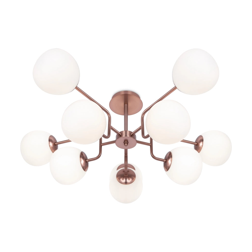 Lampadario Maytoni Erich rame 10 luci sfere bianche