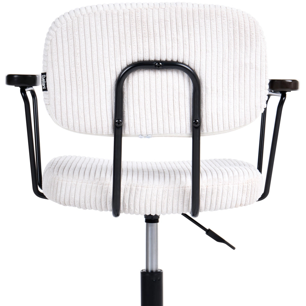 Sedia da ufficio tradizionale in velluto a coste girevole regolabile bianco sporco stile moderno home office