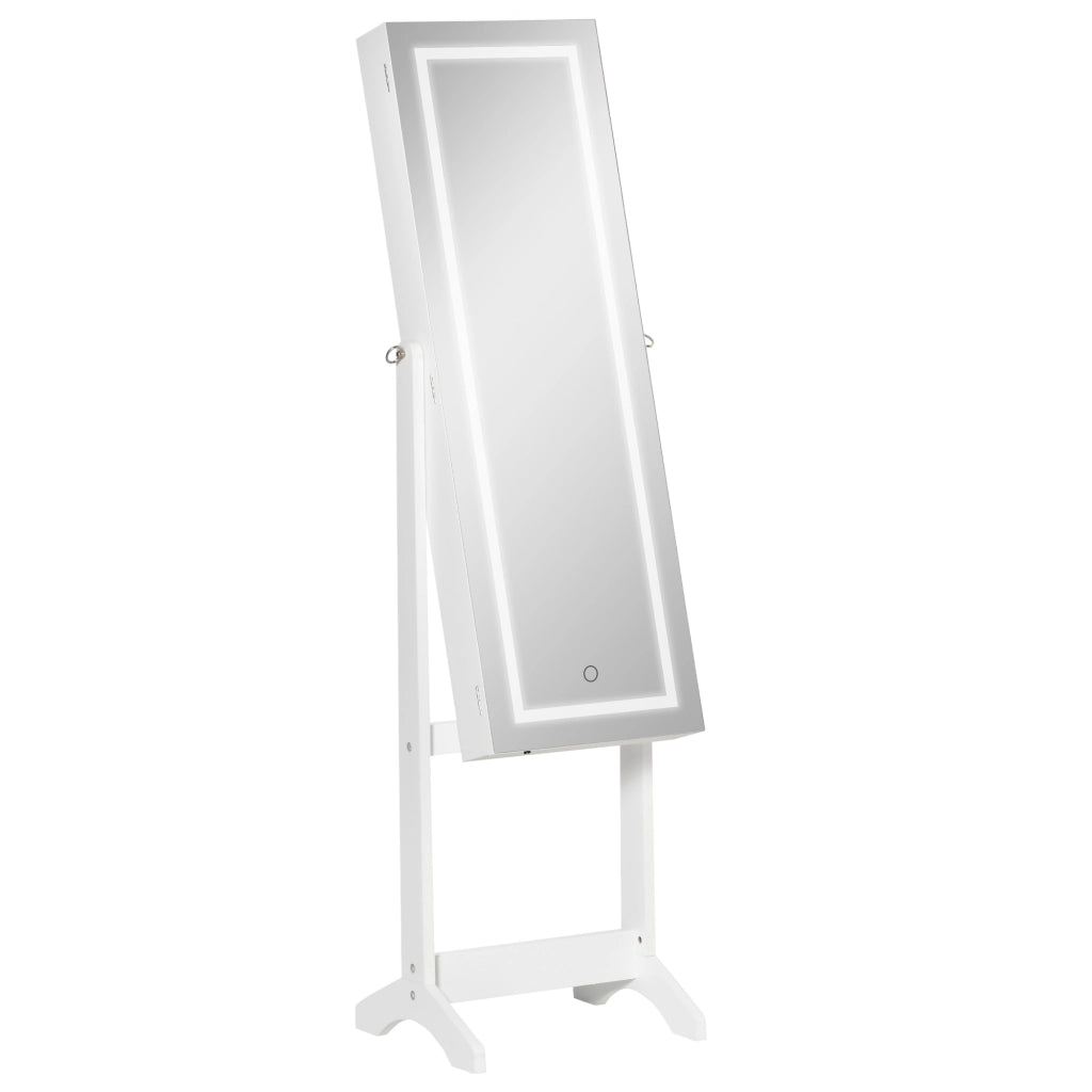 Armadio Gioielli con Luci LED e Ripiani ¨C zephmum ¨C 46x36,5x151,5 cm Bianco