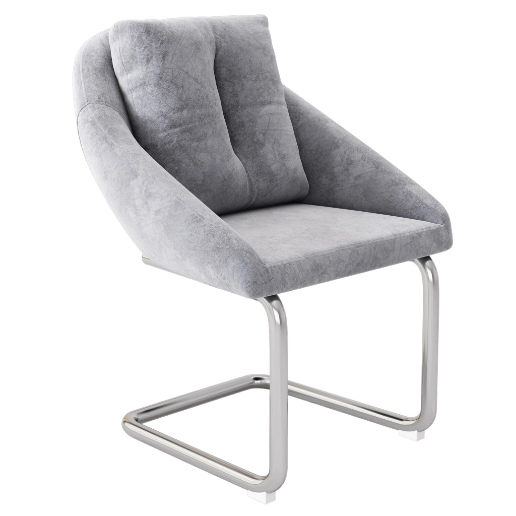 Sedia da sala da pranzo in velluto con design ergonomico, set da 4 pezzi per casa e ufficio, grigio