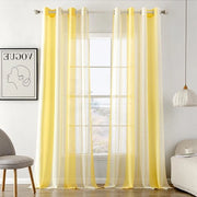 Veli giallo-bianchi a righe con occhielli - Set di 2 tende per soggiorno e camera da letto