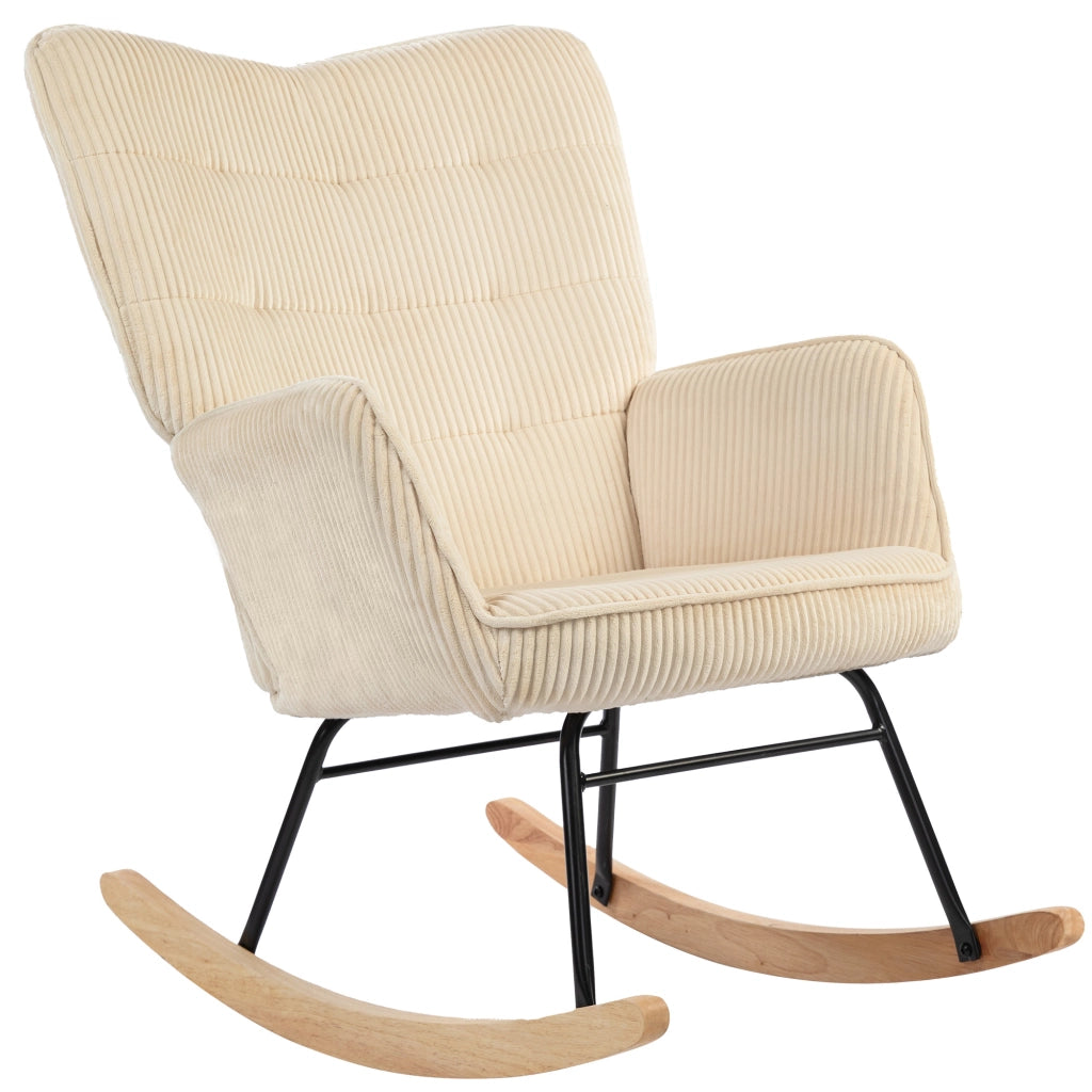 POLTRONA A DONDOLO 98x71x101 cm Beige in corda e legno