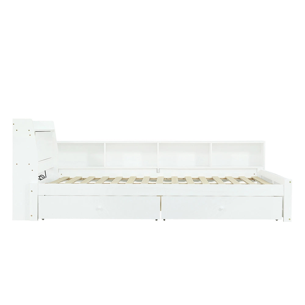 Letto matrimoniale - Xylo - 140x200 cm USB bianco