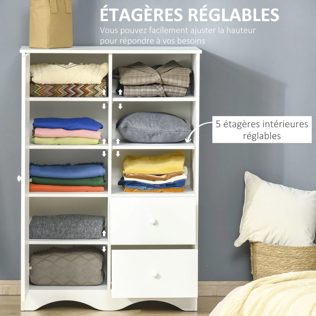 Armadio con Ante, 5 Ripiani, 3 Nicchie e 2 Cassetti ¨C Minimal ¨C Bianco