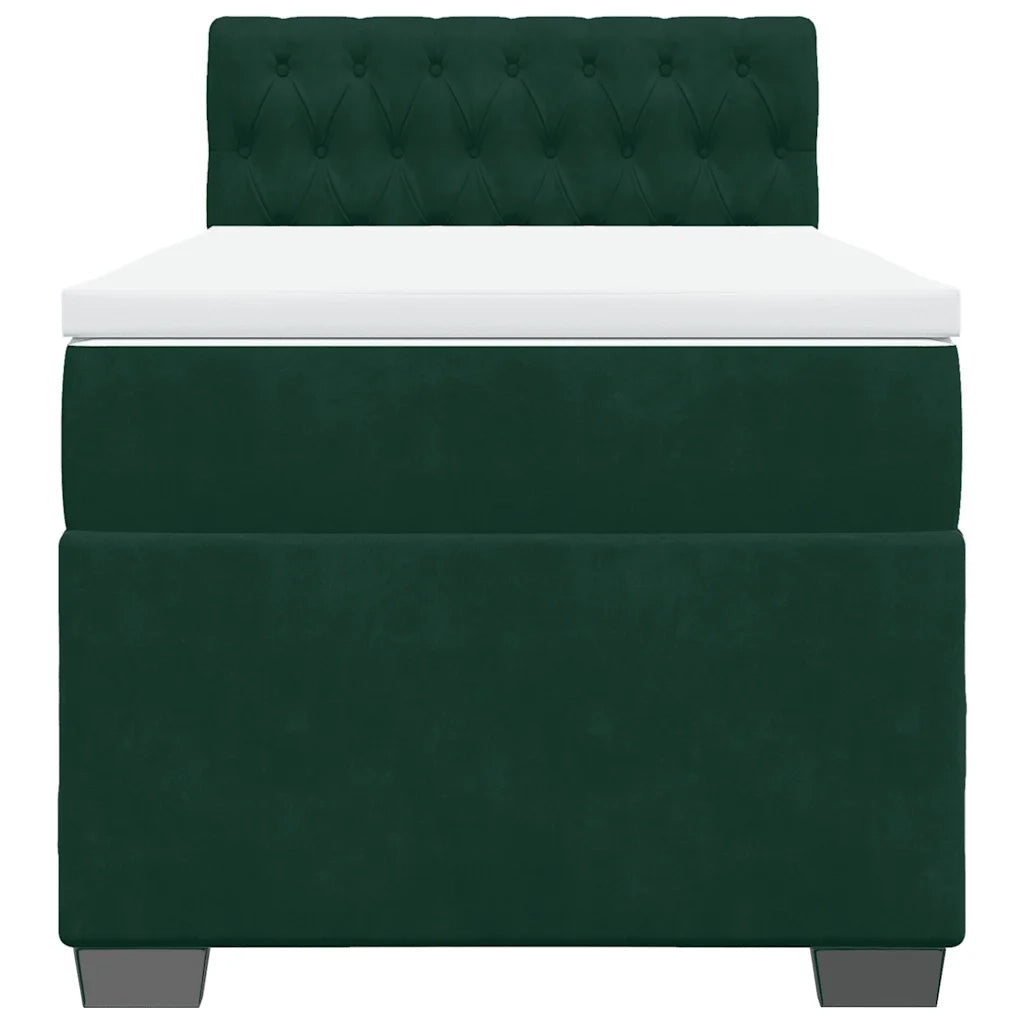 Giroletto a Molle con Materasso Verde Scuro 100x200 cm Velluto