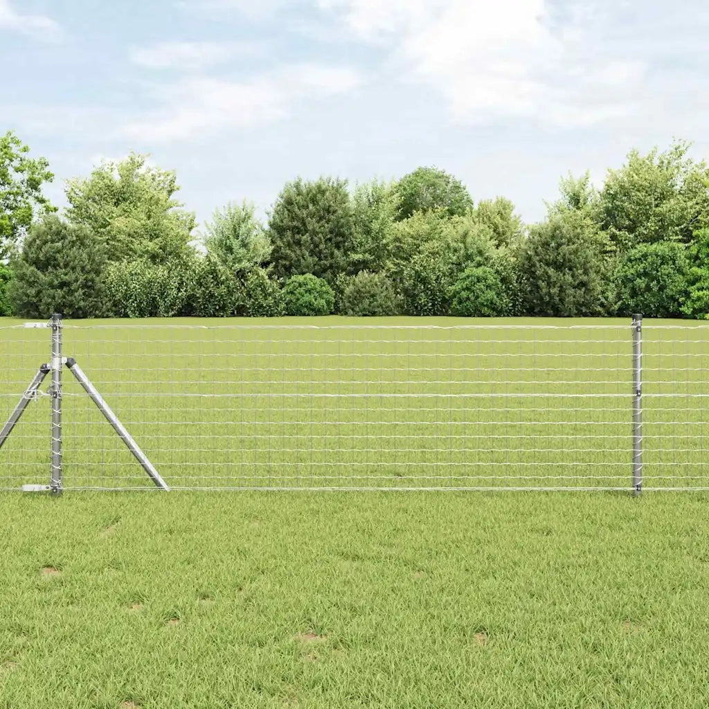 Recinzione con Posto Grigio 0,4 x 25 m Acciaio e PVC 3350491