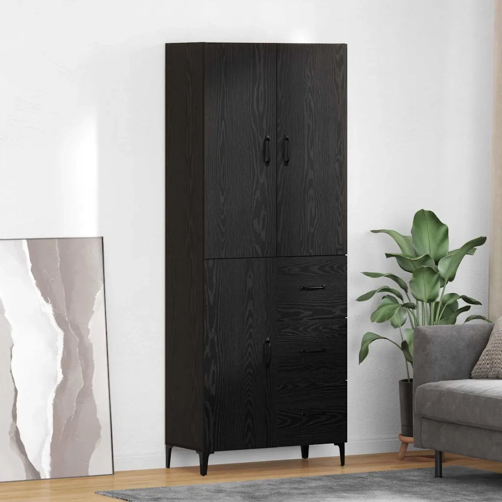 Credenza Rovere Nero 69,5 x 34 x 180 cm Legno multistrato 3416082