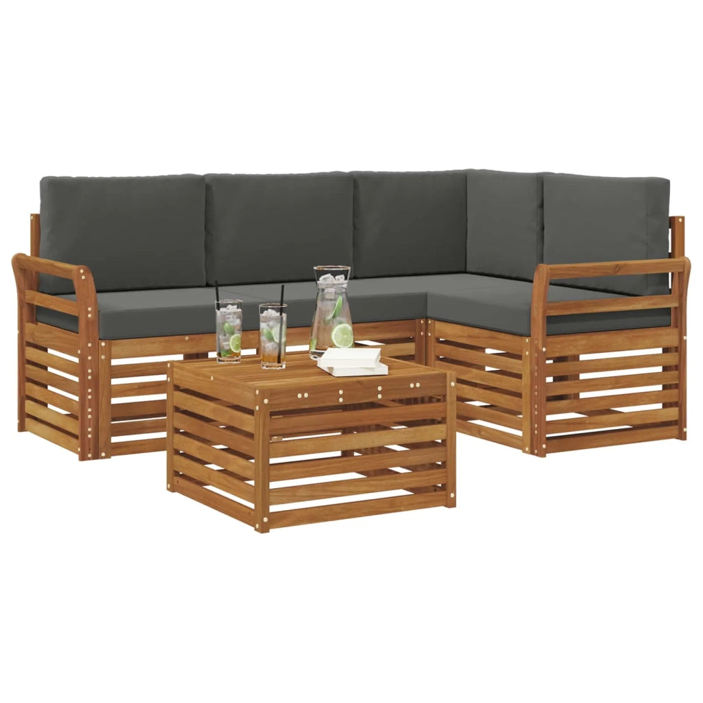 Set di divani da esterno con cuscino 5 pcs Naturale e Antracite 3374772