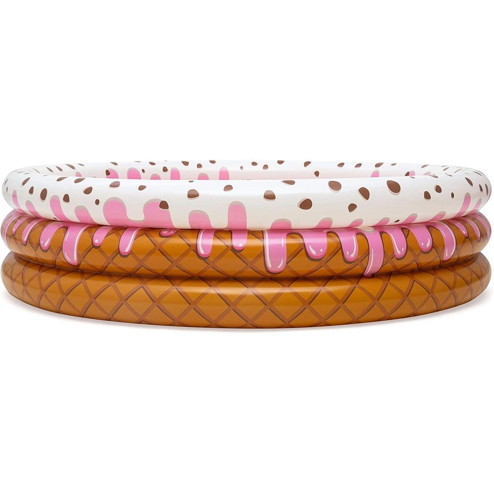 Trade Shop - Piscina Gonfiabile Tonda A 3 Anelli Design Gelato Con Panna Per Bambini 160x38cm 016173 -