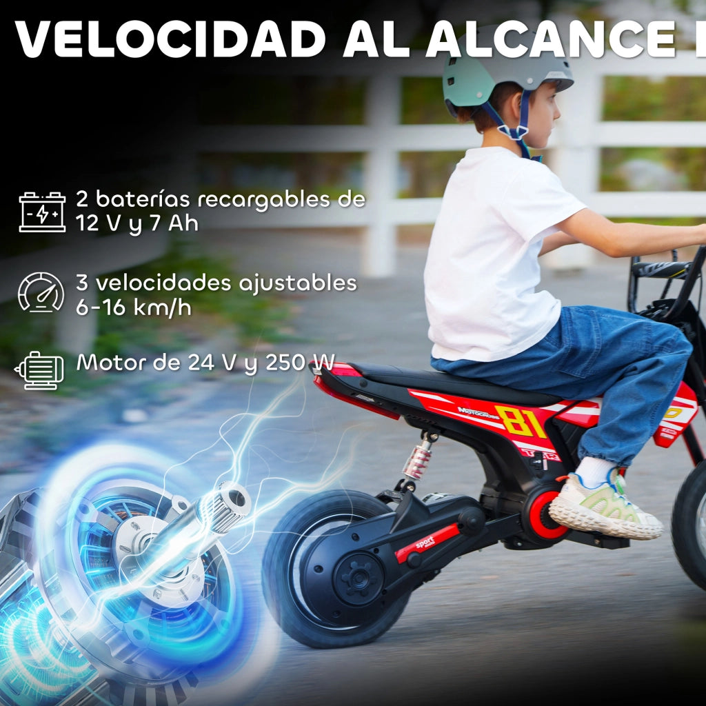 Moto Elettrica per Bambini 24V ¨C zephmum ¨C Rosso