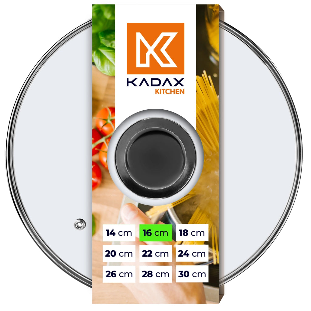 Coperchio in vetro KADAX da 16 cm, universale, resistente al calore, per pentole o padelle.