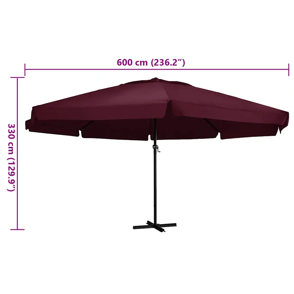 Ombrellone da Giardino-Ombrello da Balcone con Palo in Alluminio 600 cm Bord¨°