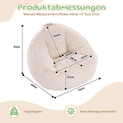 Pouf sacco ergonomico piccolo per bambini in velluto a coste beige