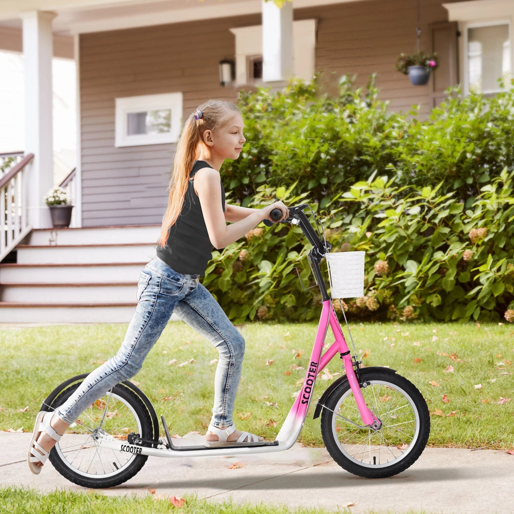 Trotinette per Bambini con Freno e Cestino ¨C zephmum ¨C Bianco e Rosa
