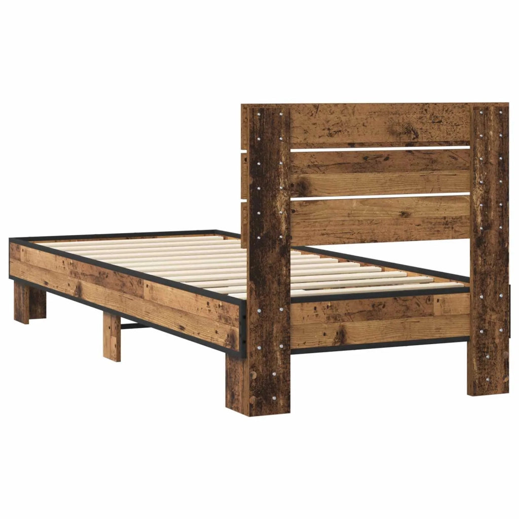 Struttura letto con testata-Giroletto Legno antico 80 x 200 cm 824221