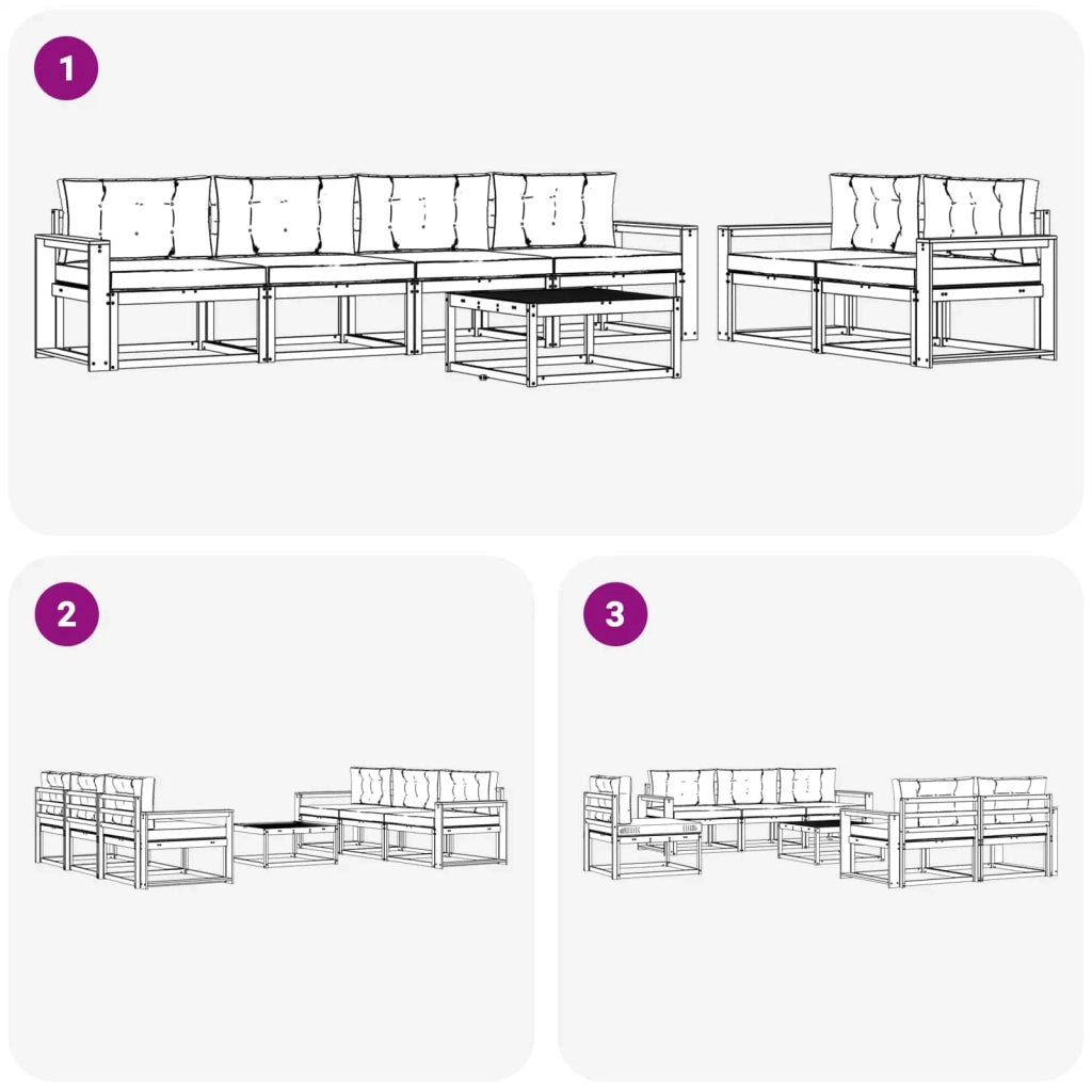 Set di divani da esterno con cuscino 6 pcs Bianco e Beige 3386102