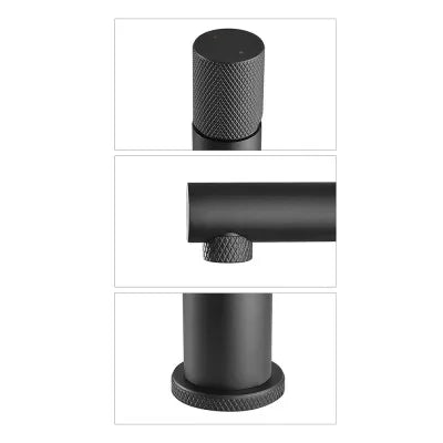 Set miscelatori lavabo alto e bidet nero opaco con leva zigrinata Gemini