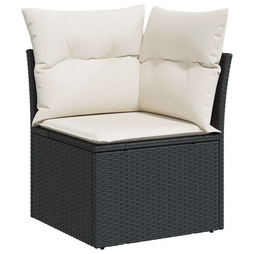 Set Divani da Giardino 9 pz con Cuscini Nero in Polyrattan 3221625