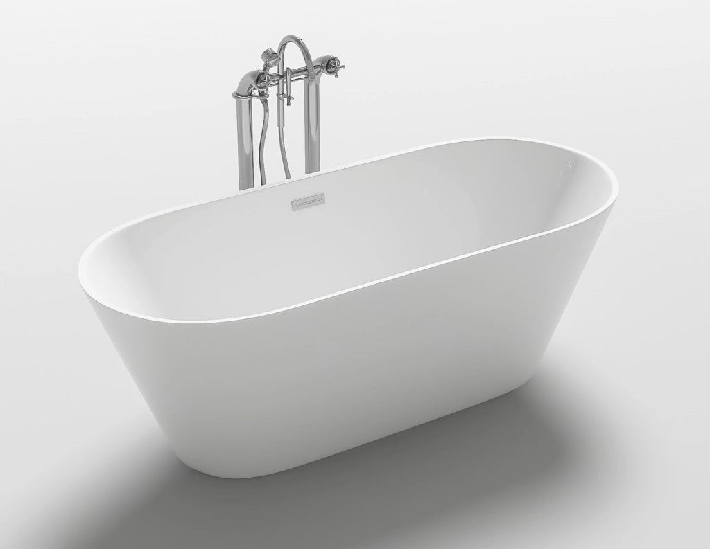 Vasca freestanding centro stanza in acrilico con troppo pieno,150x75x58cm moderna Relpunt Stosa