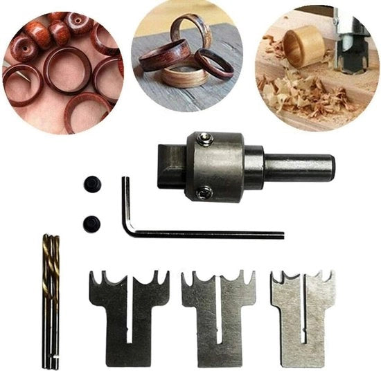 Ferramenta multifunzionale per creare anelli in legno - Maker di anelli in legno - Taglia anelli in legno - Trapano con lame veloci - Strumenti DIY per anelli in legno personalizzati - Creazione di gioielli.