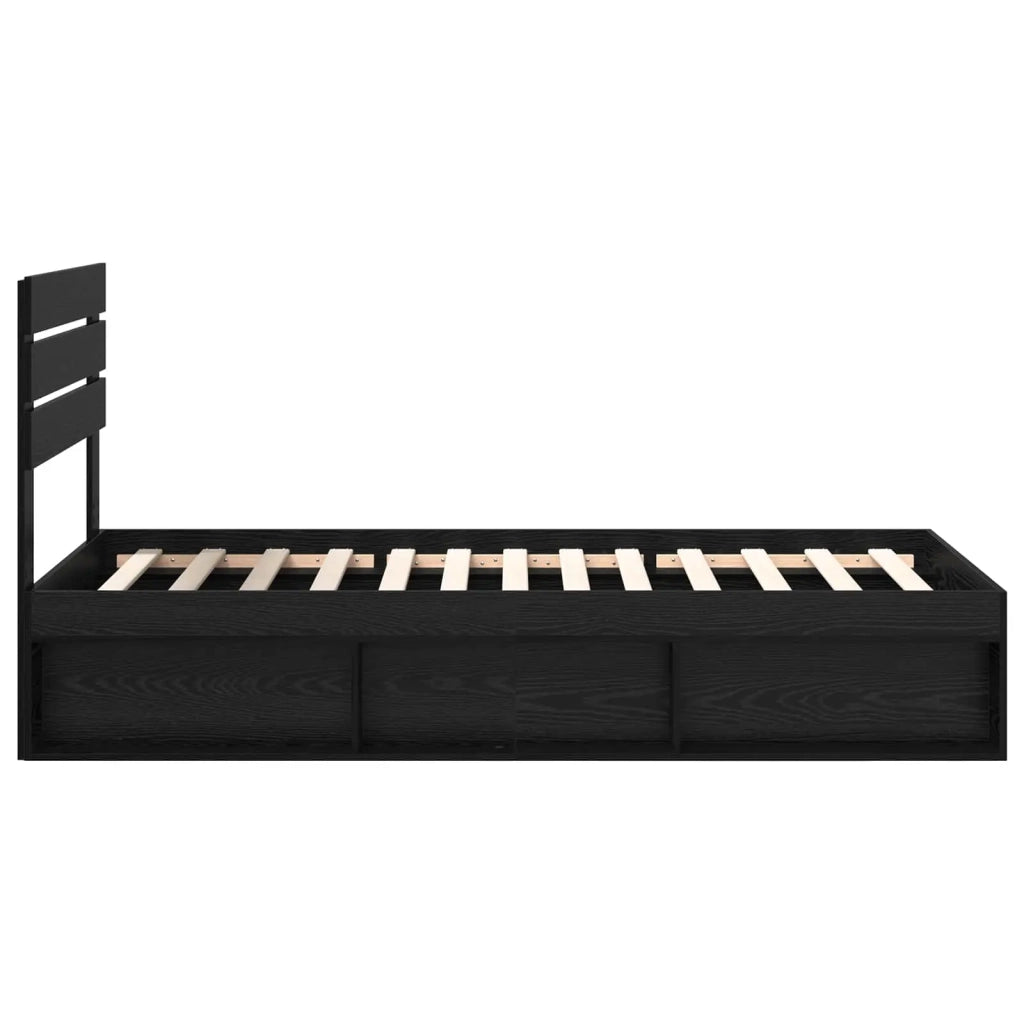 Letto singolo | Letto per adulti | Struttura del letto Nero 100 x 200 cm Pino massello