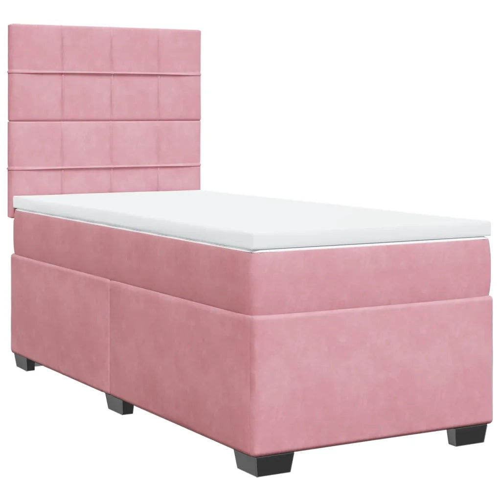 Giroletto a Molle con Materasso Rosa 90x200 cm in Velluto