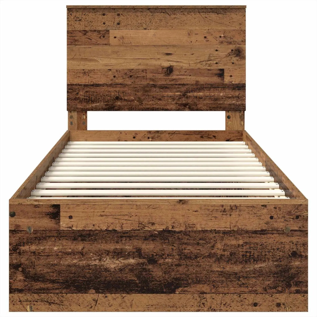 Letto singolo | Letto per adulti | Struttura del letto Legno vecchio 75 x 190 cm Pino massello