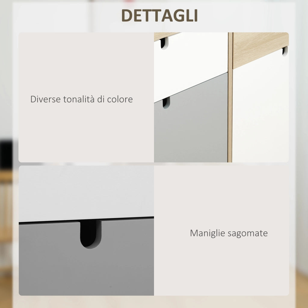 Armadio Battente con Cassetti ¨C zephmum ¨C Multicolore 100x40x79.5cm