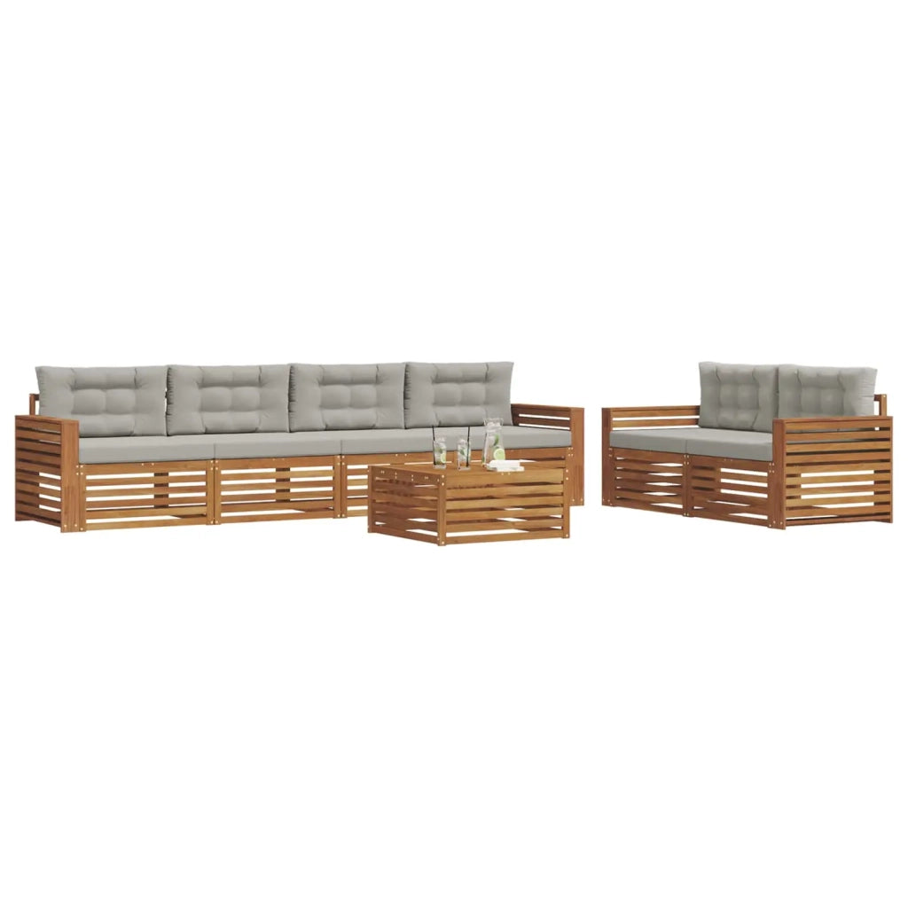 Set di divani da esterno 7 pcs Grigio Naturale e Chiaro 3373066