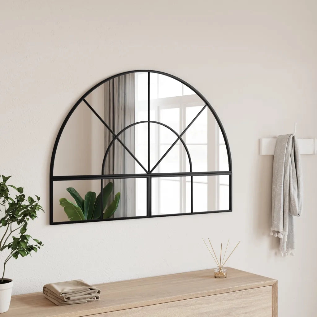 Specchio da Parete | Specchio decorativo Nero 100x70 cm Arco in Ferro