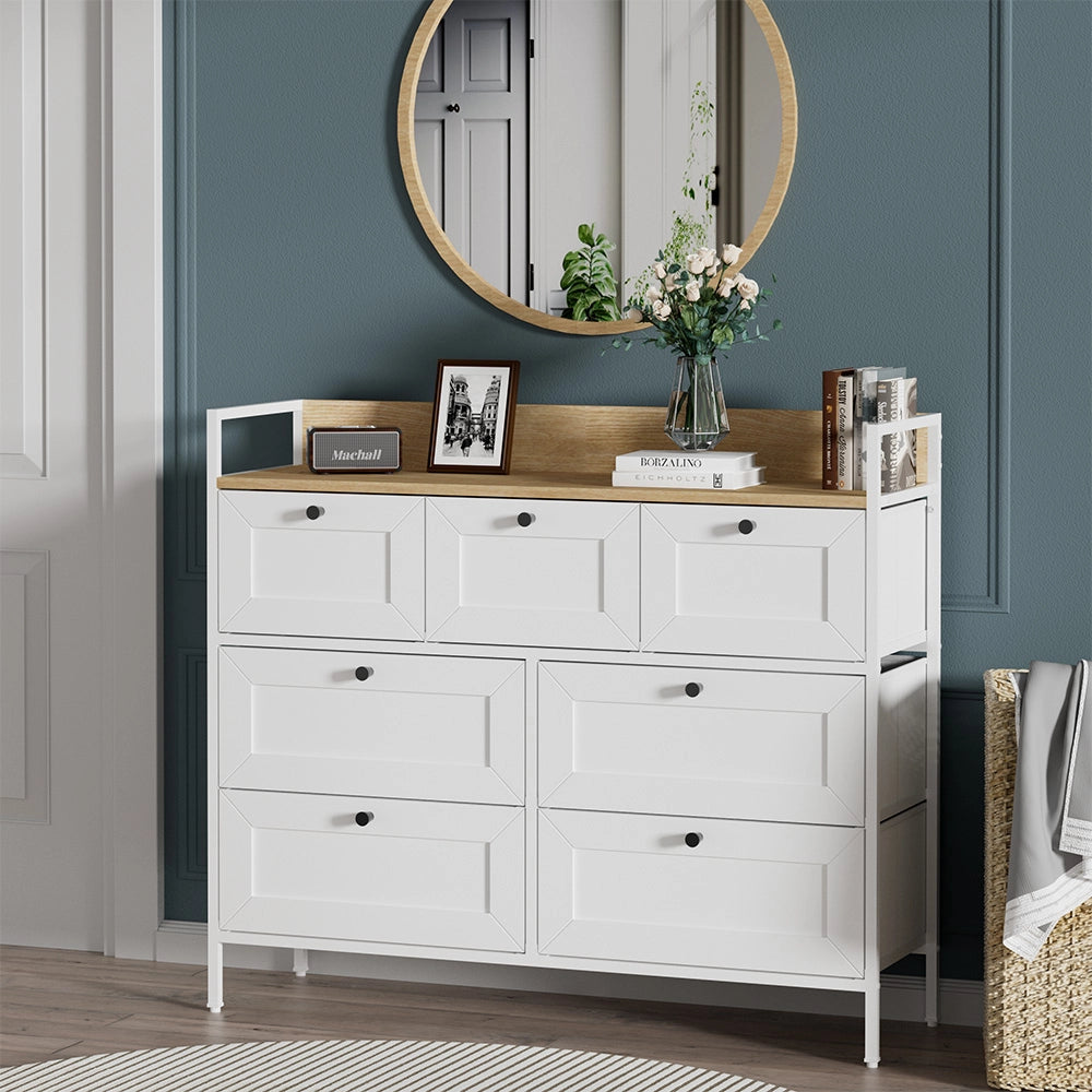 Vicco Tavolino Bianco 98 x 85 cm con 7 cassetti