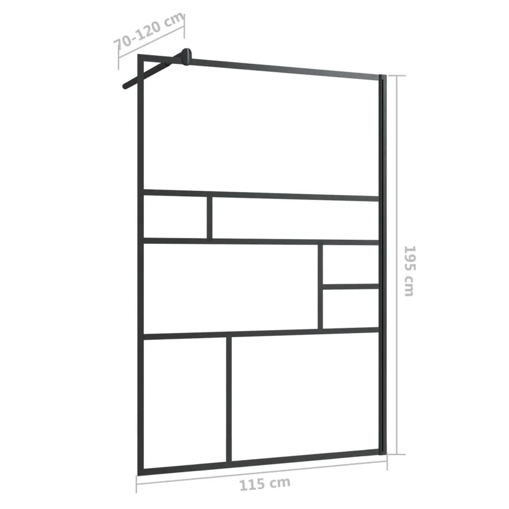 Parete doccia in vetro divisorio per vasca accessorio per bagno box doccia arredamento per la casa ESG trasparente 115 x 195 cm nero 02_0002143