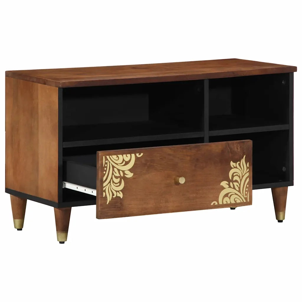 Mobile TV Marrone miele 80 x 33 x 46 cm Legno di mango massello 4018753