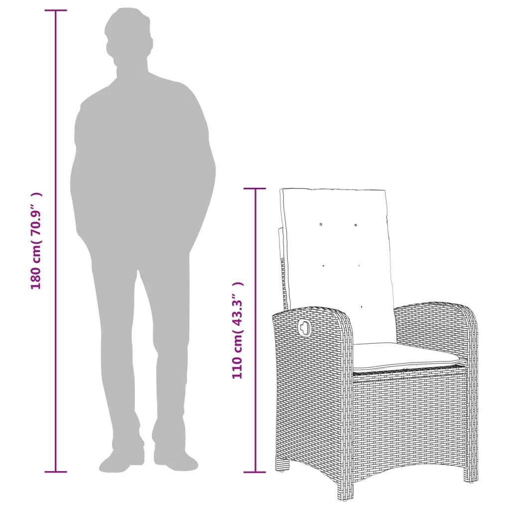 Set da Pranzo da Giardino 9 pz con Cuscini in Polyrattan Grigio 3212280