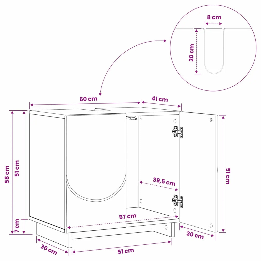 Mobile da bagno Grigio Cemento 60 x 41 x 58 cm 8011615