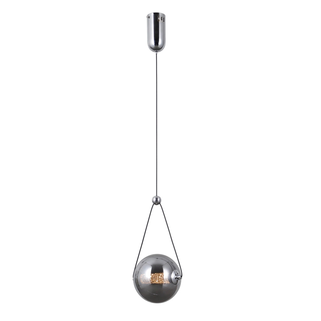Sospensione Italux Rastia vetro fumé cromata LED 6W