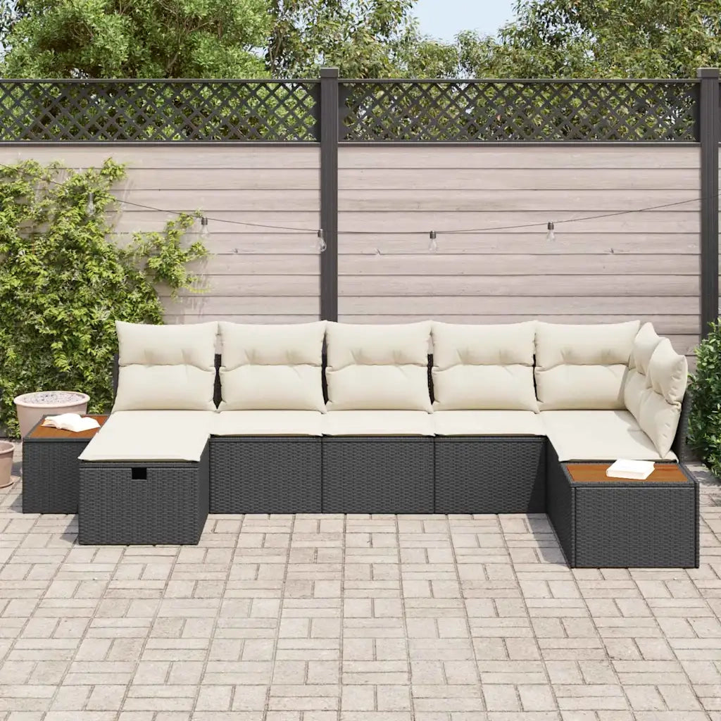 Set Divano da Giardino con cuscino 8 pcs Nero polyrattan 3359639