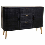 Credenza legno e rattan nero e oro 115x35x80cm